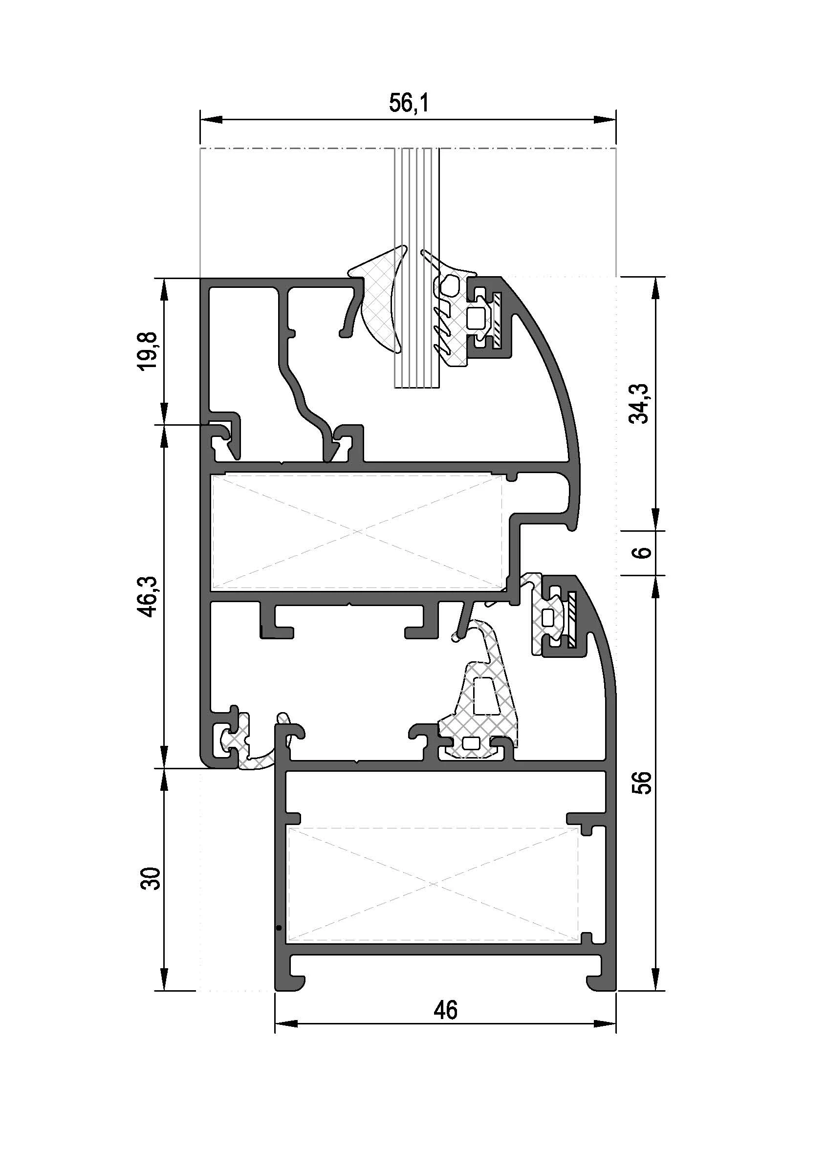RW46 Oval Hatlı Yalıtımsız Kapı ve Pencere Sistem — 2