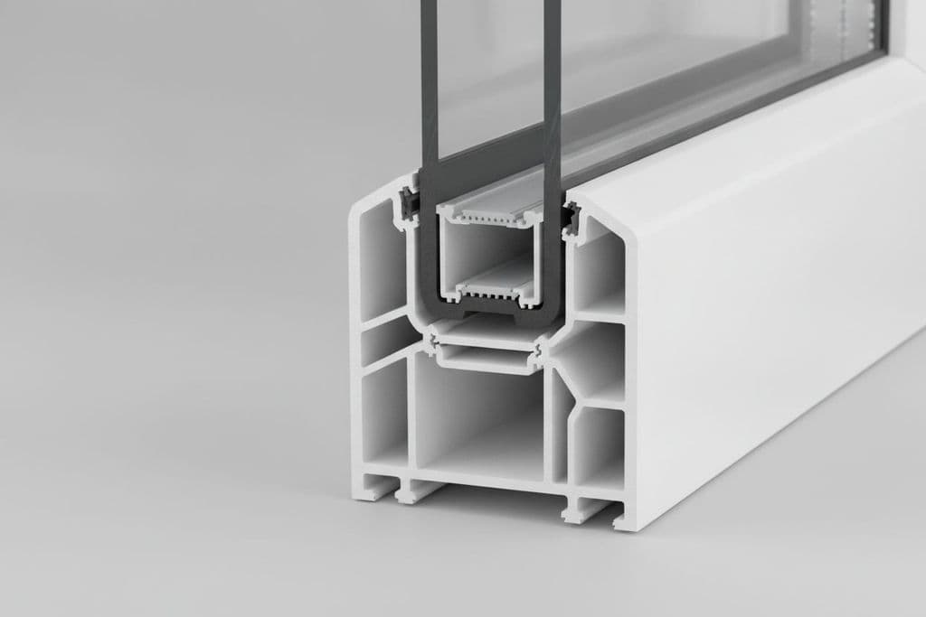 PVC pencere profilinin kesit görünümü ve contanın yerleşimi